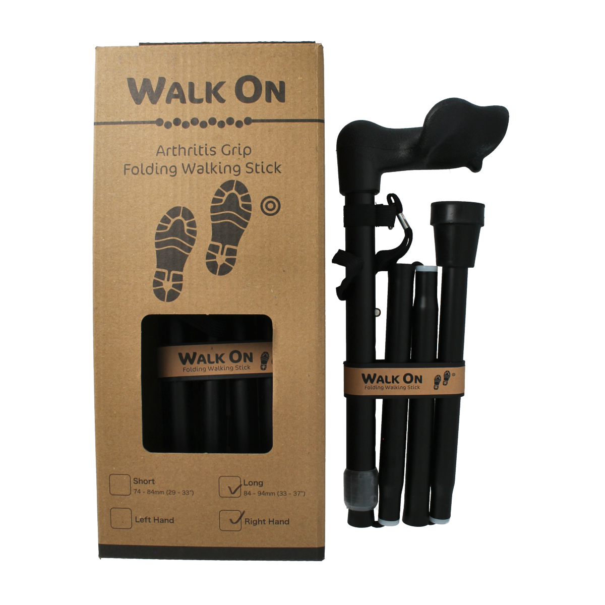 Able 2 Wandelstok anatomisch opvouw zwart mat rechts