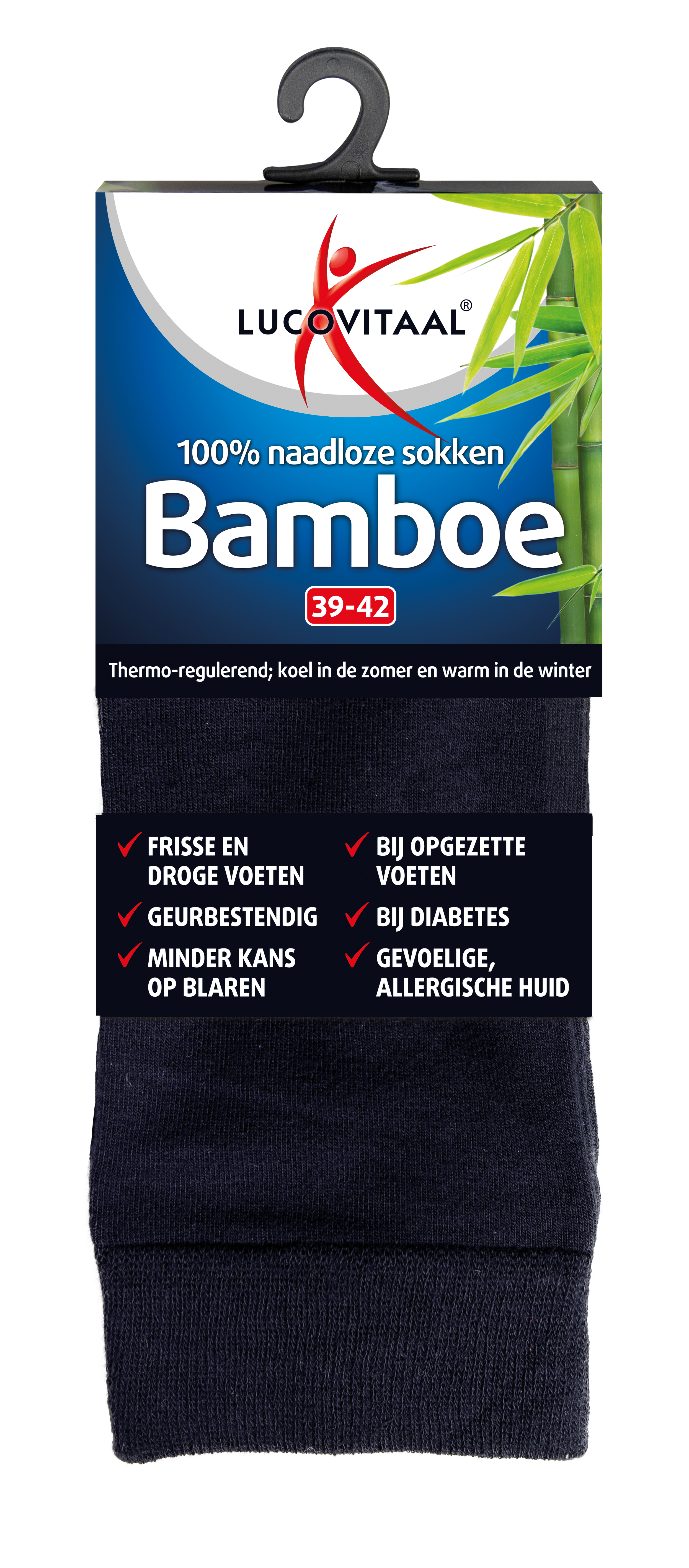 Lucovitaal Bamboe sok lang blauw  maat 39-42